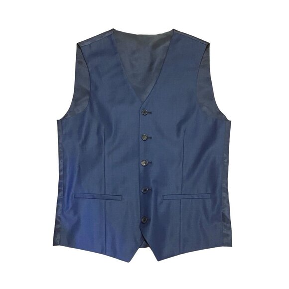 Connaisseur Paris Blue Vest Jacket Blazer Mens 32 Lana Merino Super Wool 170s - Picture 12 of 16